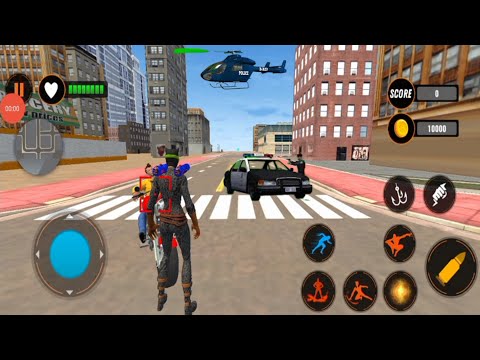 killing Motor Biker - Flying Rope Cat Superhero Game - Android Gameplay