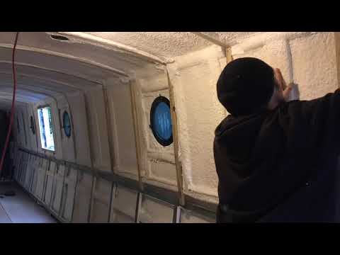 62. Cleaning Down Sprayfoam & Upper Battening Finished On My Narrowboat. Ok, Half Finished