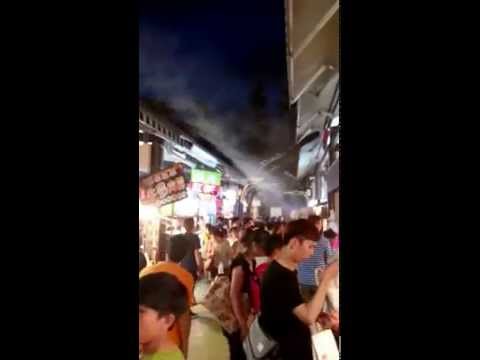 Water mist spray at a Taiwanese night market