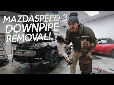 MazdaSpeed 3 DOWNPIPE Removal! | Close To 22PSI!