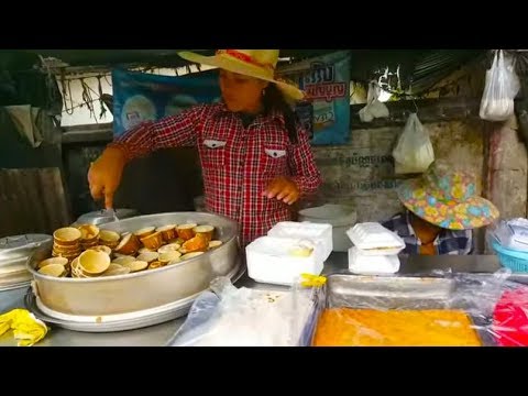 Cambodian Street Food 2018 - Coconut Cupcakes And Deep Fried Banana- Popular Street Food