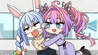 【手描き】ボディタッチ多い！こいつ！！【綺々羅々ヴィヴィ/兎田ぺこら/ホロライブ/切り抜き漫画】