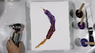 (883) Stunning PURPLE and GOLD Color Shift Feather Dutch Pour!! Acrylic Pour Painting