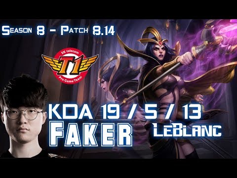 SKT T1 Faker LEBLANC vs VEL'KOZ Mid - Patch 8.14 KR Ranked