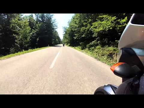 Yamaha TDM onboard video of following Aprilia Pegaso 650 Strada on a twisty road (GoPro)