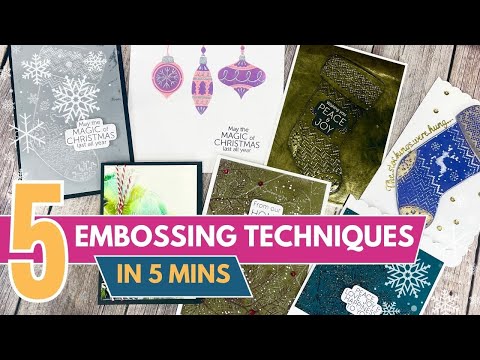 How To Make 5 EMBOSSED Christmas Cards in 5 MINUTES! | Learn 5 Embossing Techniques with Lou Collins
