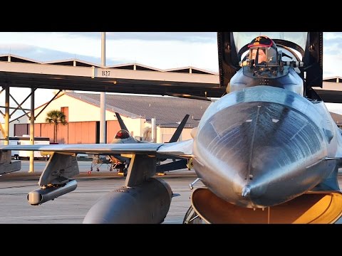 F-16, F-22, F-35 Jets Launch - Air Combat Exercise
