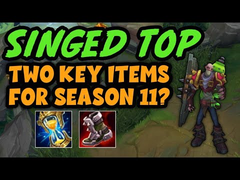 Singed Top Plated Steelcaps and early Zhonya's Hourglass for Season 11 against any challenger
