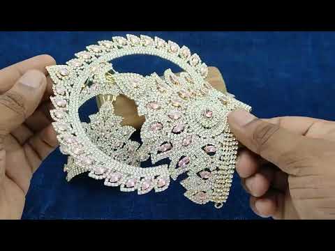 Elegant Royal Pink White Color Stone Mukut for God Goddess video