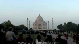 Taj Mahal surrounded by smog in winter morning