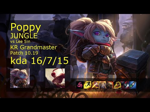 Poppy Jungle vs Lee Sin - KR Grandmaster 16/7/15 Patch 10.19 Gameplay // [롤] 뽀삐 vs 리 신 정글