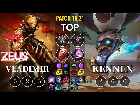 T1 Zeus Vladimir vs Kennen Top - KR Patch 10.21