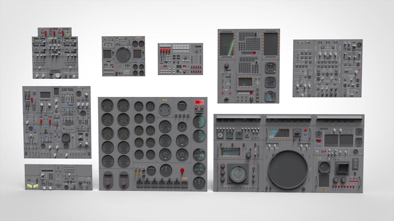Dashboard 3 control panel with buttons and knobs 3D Model