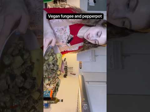 Vegan fungee and pepperpot #antiguaandbarbuda #shorts #food #vegan #recipe #fyp