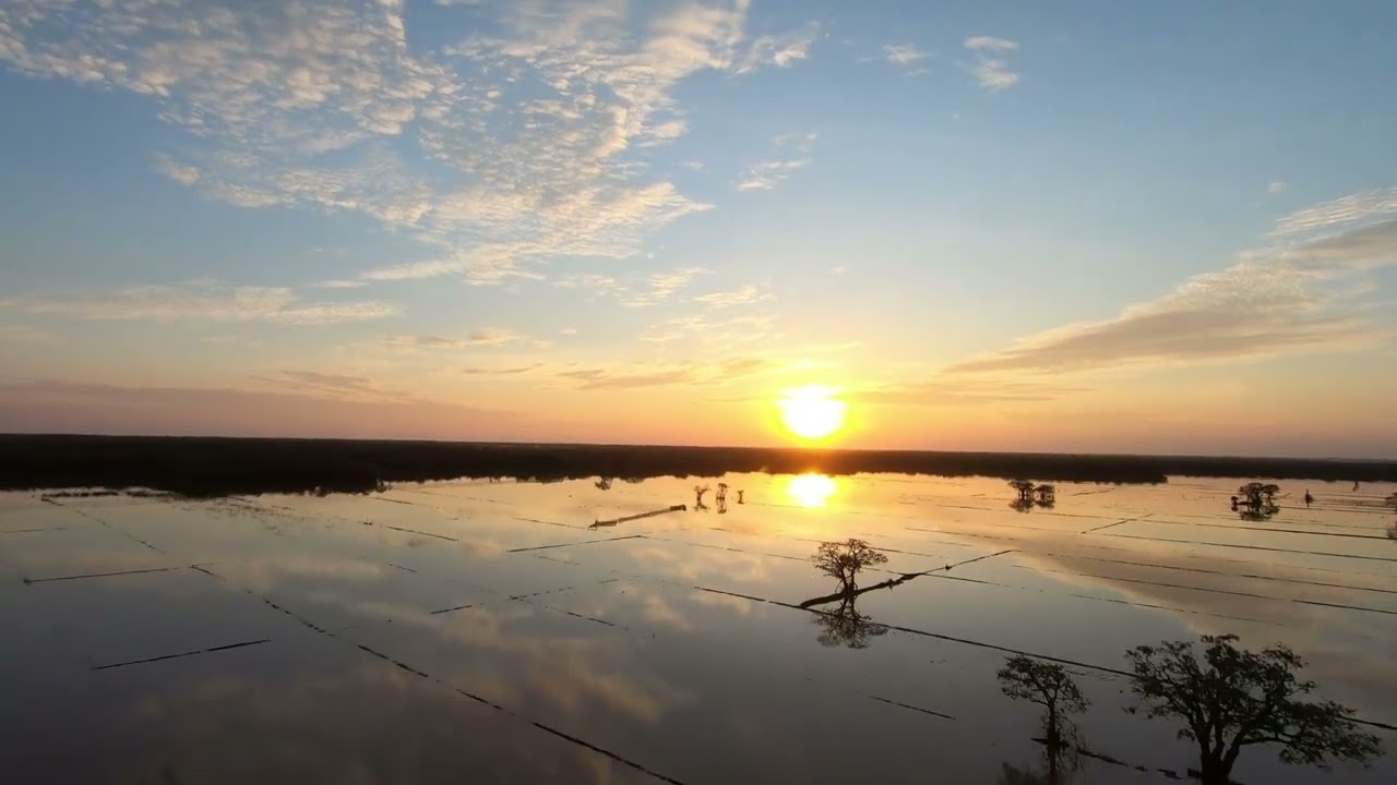 Sunset on the Tonle Sap Lake.Siem Reap,Cambodia.