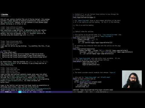 Emacs: logos.el demo (simple focus mode)