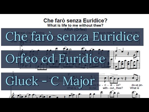 Che farò senza Euridice Piano Accompaniment Orfeo ed Euridice Gluck Karaoke