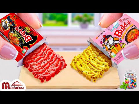 😍 So Hot Mini Korean Spicy Noodles VS Buldak Carbonara Recipe | ASMR Cooking Mini Food