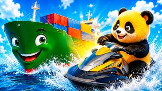 Vamos dar uma voltinha no mar com o panda Axel e o navio!