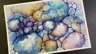 WATERCOLOR Abstract Rocks & Salt Texture  - (fun & relaxing art!)  349