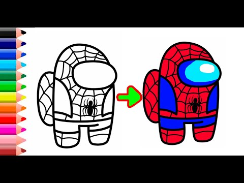How to color Spider man "AMONG US"? Coloring book pages