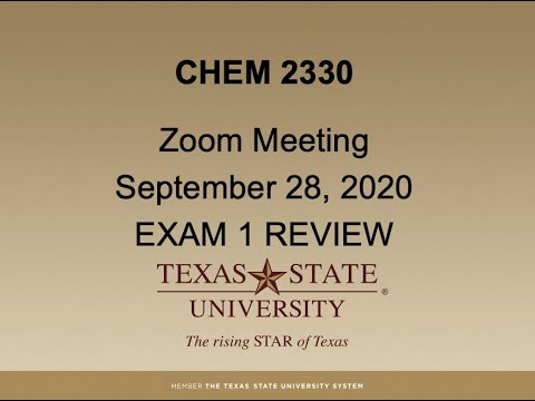 CHEM 2330 Week 6 Zoom Lecture September 28 2020 REVIEW
