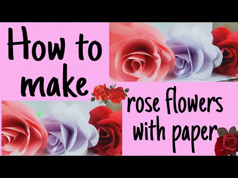 making rose flower with paper🌹🌹 | Simple | Nahla samad