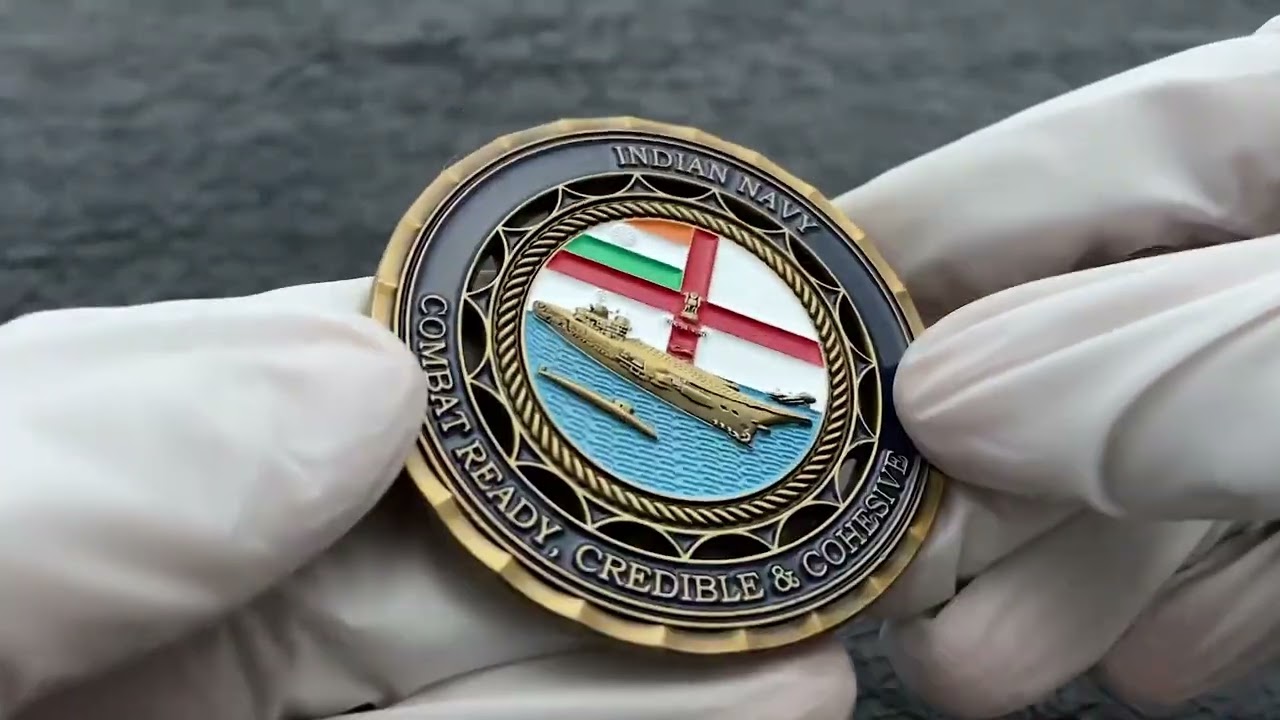 0020 - Moneta Challenge della Marina indiana con vernice metallizzata personalizzata