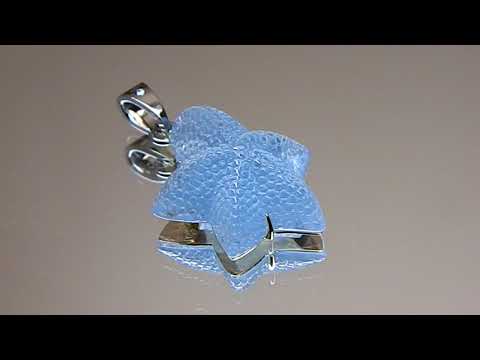 Carved Aquamarine starfish pendant in 14k gold