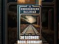 "The Underground Railroad" by Colson Whitehead - 30 Seconds Summary | #BookSummary #30SecondBooks