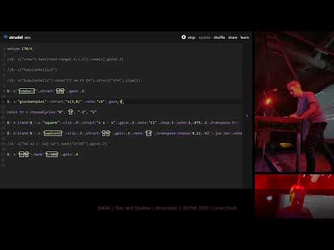 Crow @ EMOM Newcastle : Strudel Music Livecoding : 20th Feb 2025