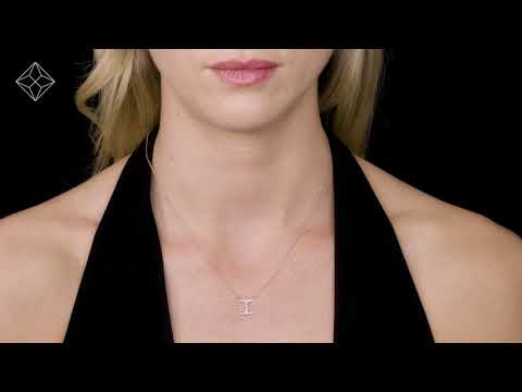 Diamond Encrusted Initial 'I' Necklace Pave Set in 9K Rose Gold - KT-K