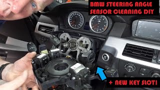 BMW Steering Angle Sensor Cleaning to clear 00A717 fault  and 66129172159 Key Slot Replacement DIY