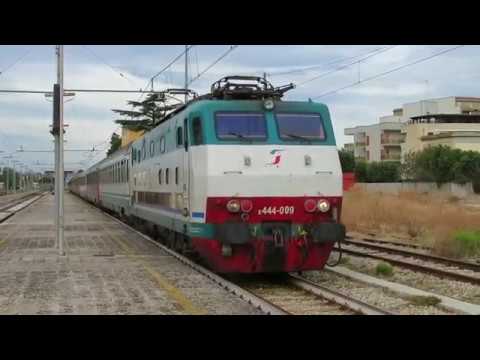 Italy: A FS Trenitalia Class E444R locomotive leaves Francavilla Fontana station towards Lecce