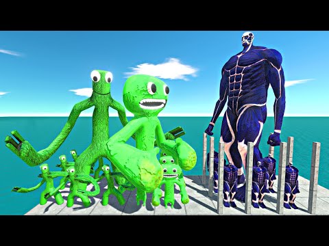 Rainbow Friends Green + Jumbo Josh Rescues Ice Colossal Titan and Fight - ARBS