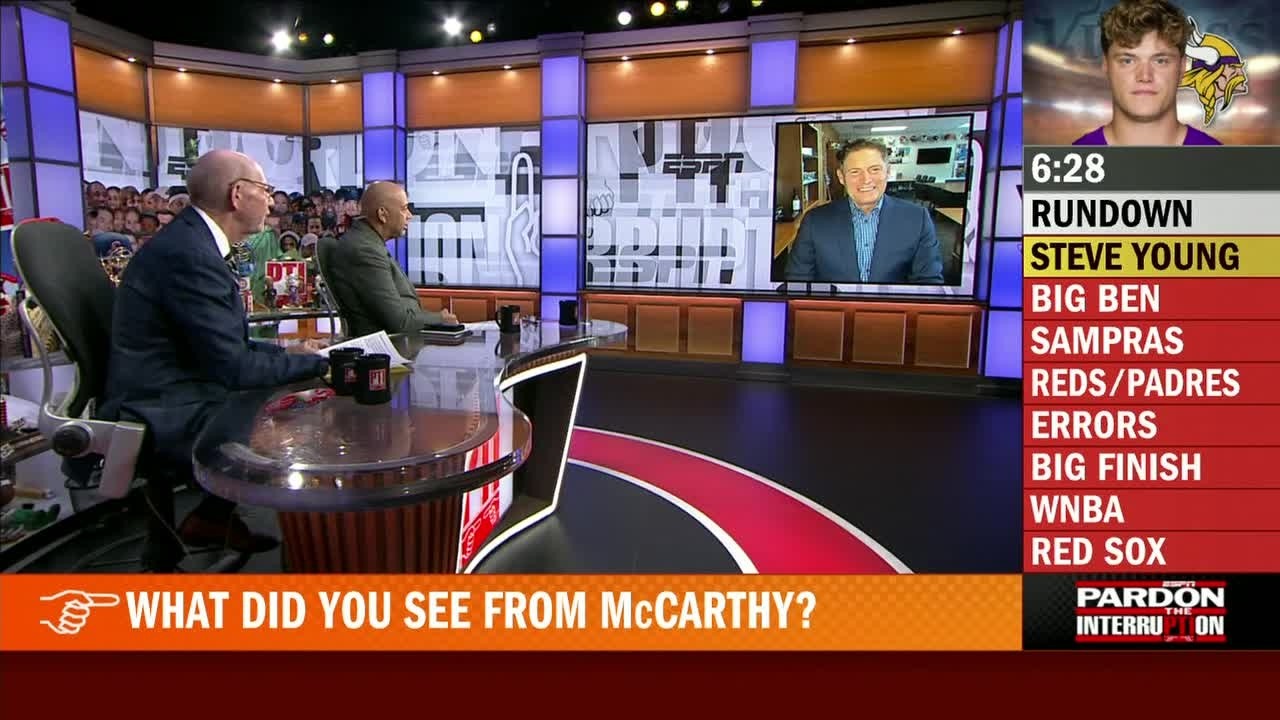 Steve Young reacts to J.J. McCarthy's comeback, Caleb Williams' growth + Tigers or Yankees? 🤔 | PTI