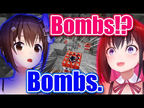 holoyume - VTuber ENG Subs ホロ夢 - Sora Shows Her Basement Full Of Bombs To Azki - Minecraft 【ENG Sub Hololive】