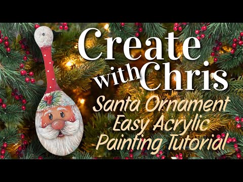 Learn how to Paint Christmas Santa Spoon Ornament with Acrylics!