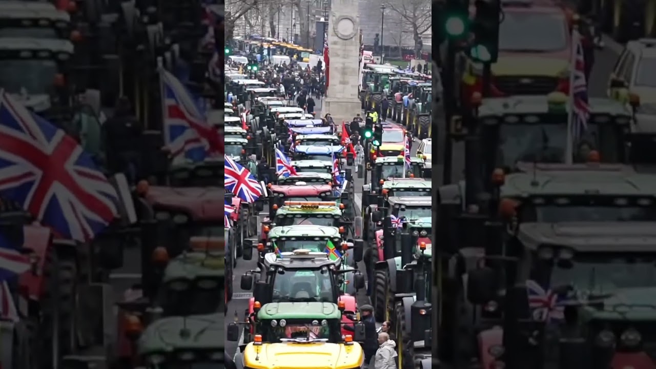 HUNDREDS of tractors block Whitehall in protest