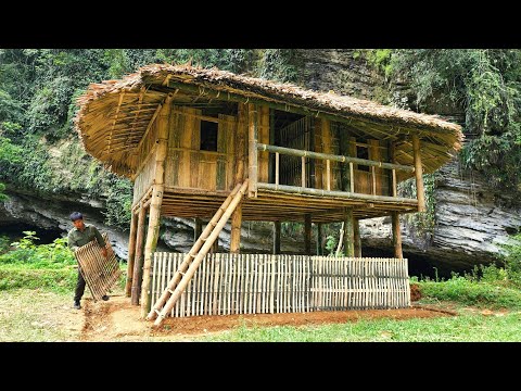 Full Video :  35 Days To Build A Farm Bamboo House, Build A Kitchen, Outdoor Bathroom