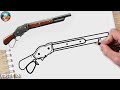HOW TO DRAW SHOTGUN FREE FIRE FF EASY - DRAWING FREE FIRE SHOTGUN STEP BY STEP