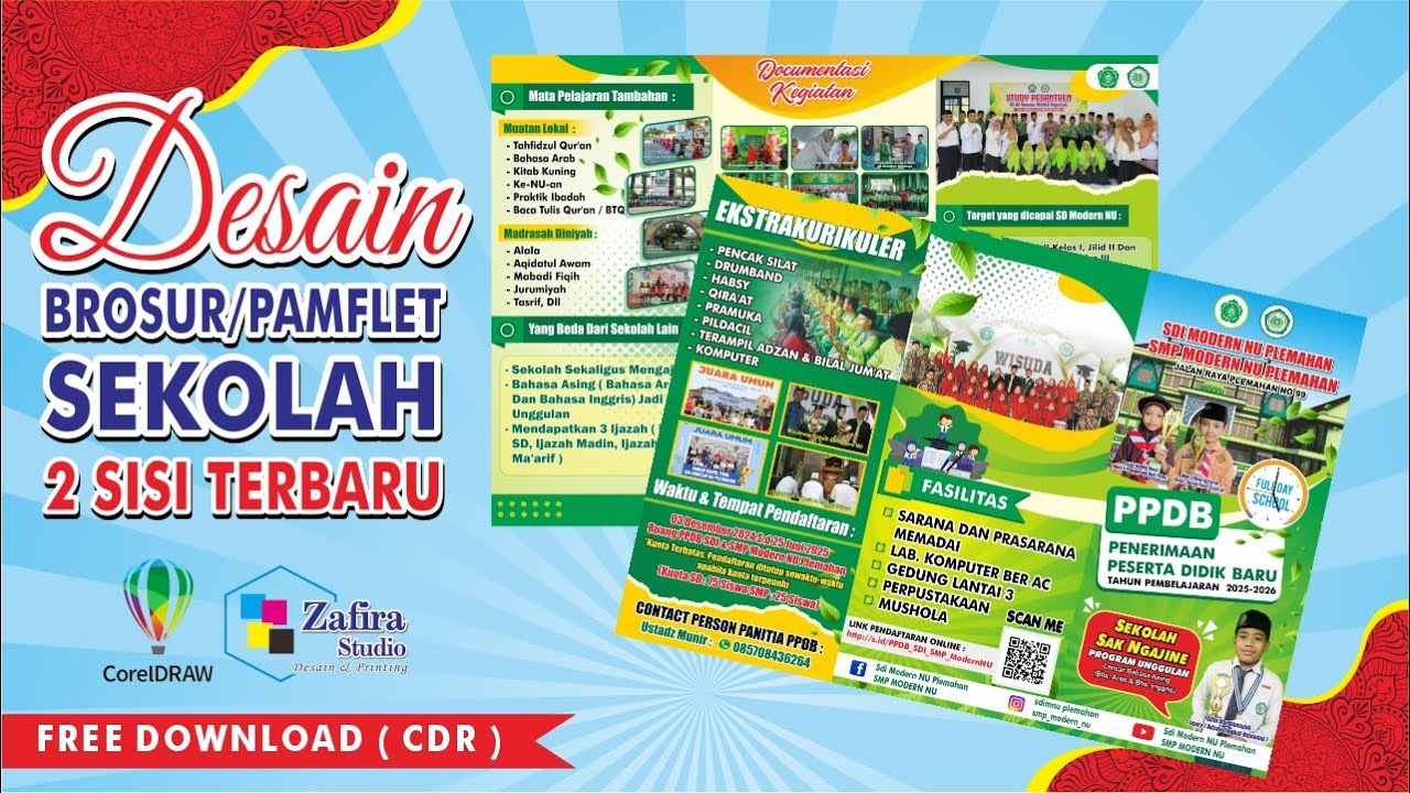 DESAIN BROSUR PPDB Penerimaan Peserta Didik Baru 2025 - 2026 TERBARU - IN COREL DRAW (FREE CDR)