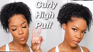 HOW TO: CURLY HIGH PUFF in under 10 MINUTES |Natural Hairstyle