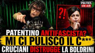🔴"PATENTINO ANTIFASCISTA? MI CI PULISCO IL C**O!" CRUCIANI DISTRUGGE LA BOLDRINI. 👀