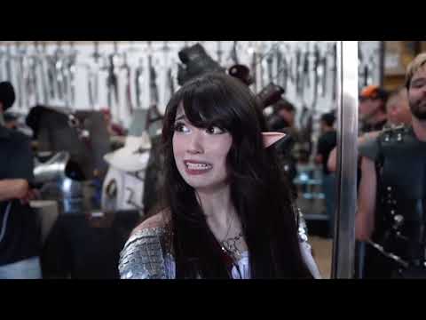 Emiru first time holding the biggest traditional Japanese nodachi sword at the Renaissance Festival