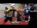 SHAWN PORTER DRILLING MOVEMENT TO TAKE AWAY THE JAB OF ERROL SPENCE & COUNTER DURING WORKOUT