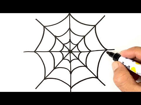How to DRAW A SPIDER WEB Easy Step by Step