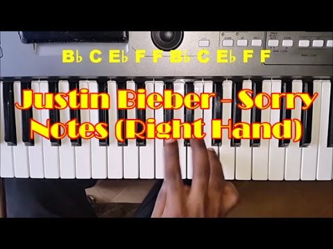 Justin Bieber - Sorry - Easy Piano Tutorial - Right Hand - How To Play