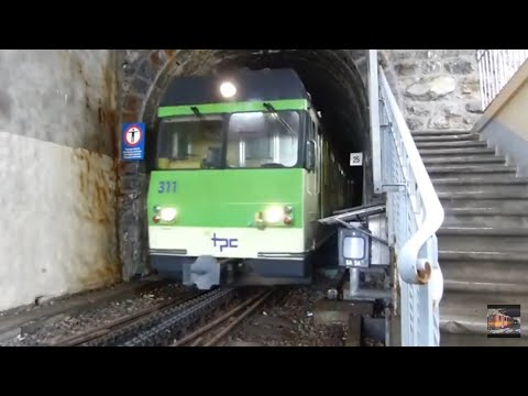 arrivée de la BDeh 4/4 311 avec le Bt 361 des TPC sur la ligne de l'AL à Leysin-Fedey