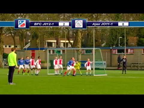 DvdW - Jop kopt corner van Abel mooi binnen - BFC JO12-1 vs Ajax JO11-1 - 27 januari 2018